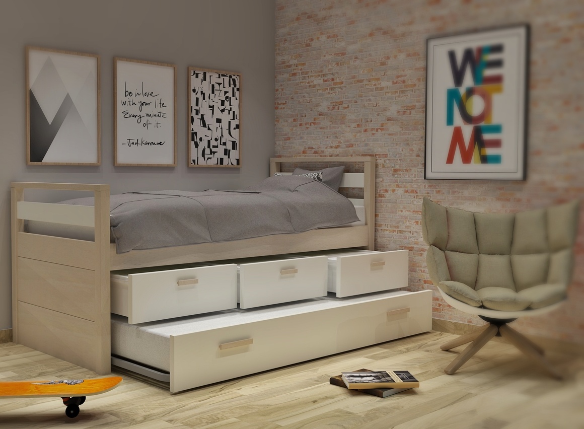 Κρεβάτι με συρτάρια και 2ο κρεβάτι σειράς Simple